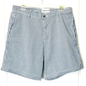 Saddlebred Mens Blue White Striped Cotton Shorts Size 34 Summer Preppy